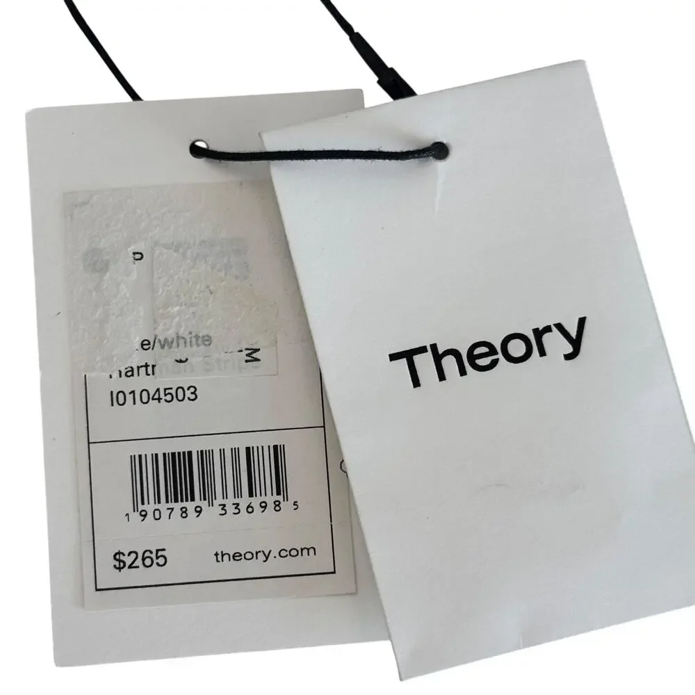 Theory Hartman Stripe Off Shoulder Button Top Size M NWT $265 Retail - Picture 8 of 9